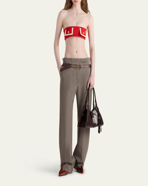 Prada Brown Inset Belt Wool Pants