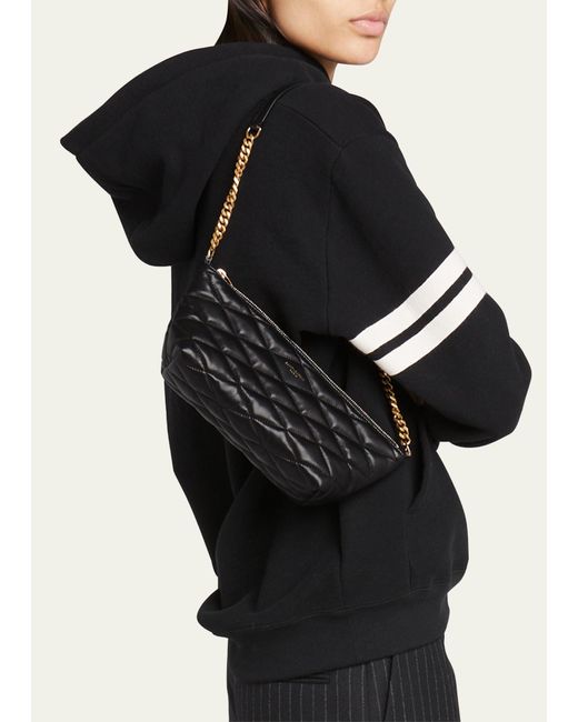 Saint Laurent Black Ziptop Mini Shoulder Bag In Quilted Smooth Leather