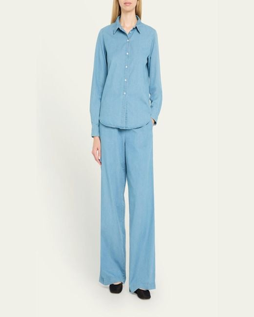 SPRWMN Blue Kauai Chambray Drawstring Pants