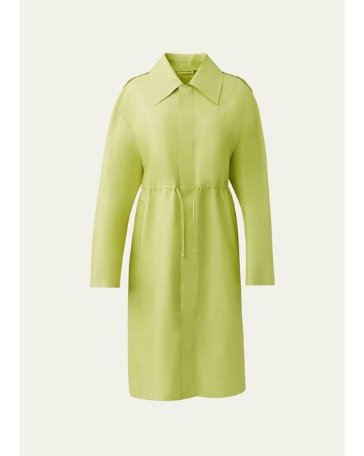 Mackage Yellow Glory Leather Trench Coat With Drawcord Waist
