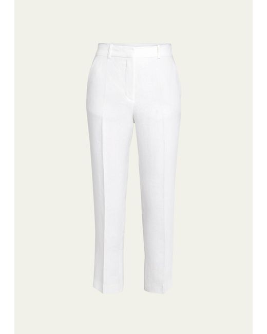 Loro Piana White Antigua Straight-leg Linen Trousers
