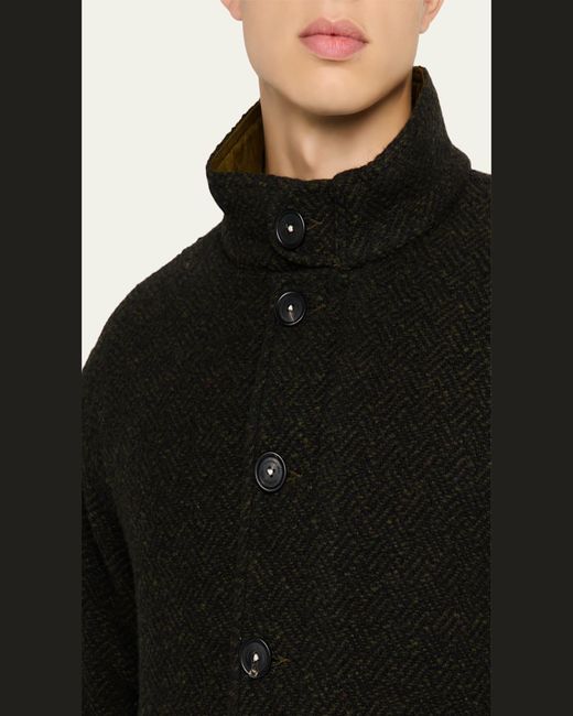 Massimo Alba Black Marcos Herringbone Virgin Wool Jacket for men