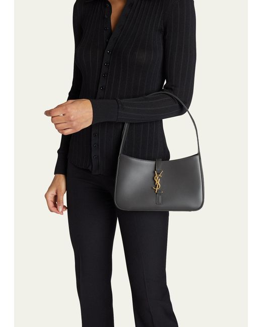 Saint Laurent Black Le 5 A 7 Ysl Shoulder Bag In Smooth Leather