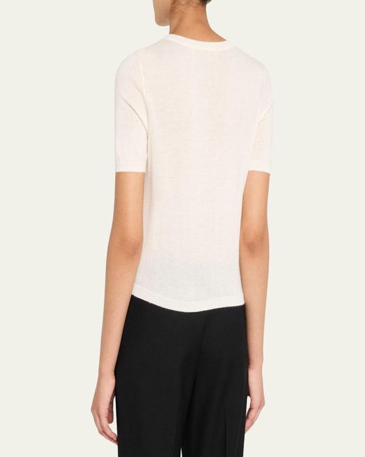 Lisa Yang Natural Charlotte Short-Sleeve Cashmere Cardigan