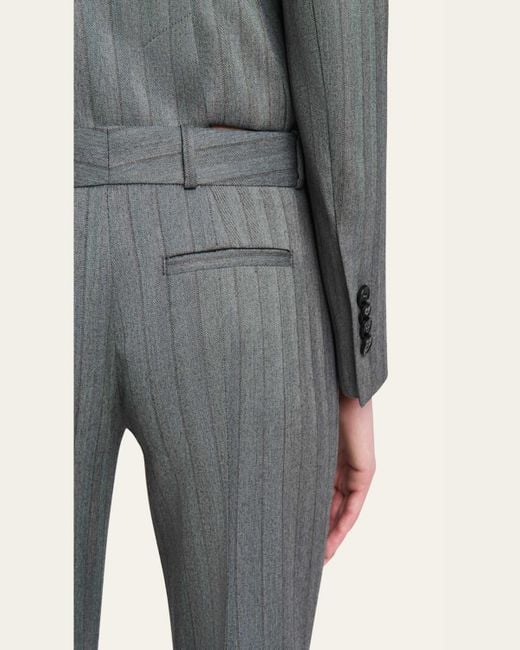 Alexander McQueen Gray Low-Rise Herringbone Striped Flare Trousers