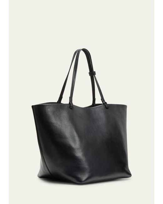 The Row Black Xl Park Grained Leather Tote Bag for men