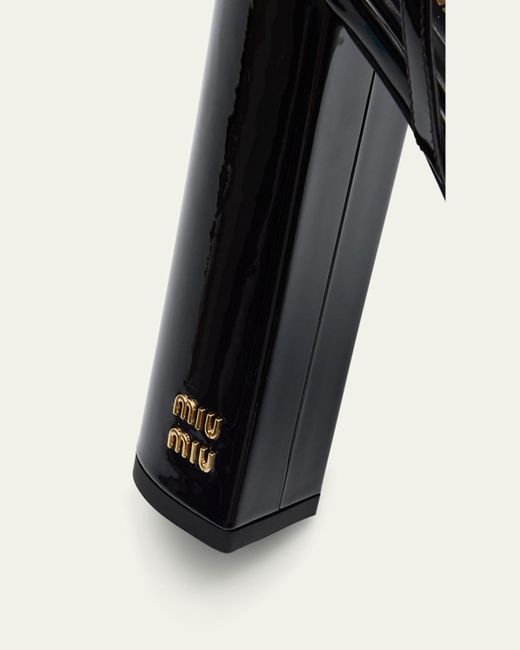 Miu Miu Black Patent Leather Block-Heel Platform Sandals