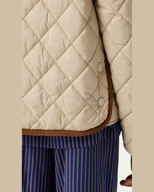 Miu Miu Natural Suede-Trim Quilted Barn Jacket