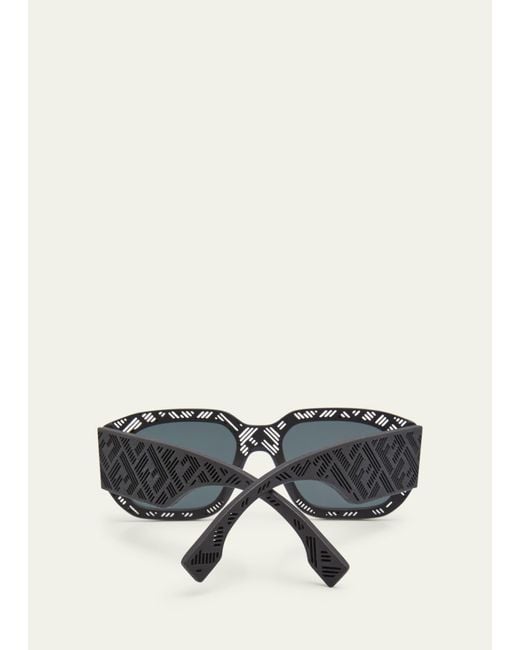 Fendi Gray Shadow Acetate Rectangle Sunglasses