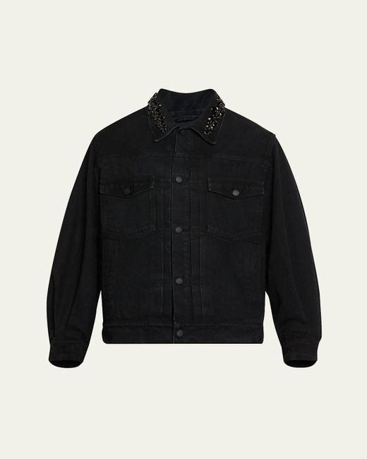 Simone Rocha Black Embellished Denim Jacket for men