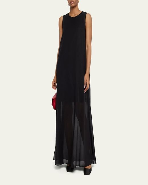 Lafayette 148 New York Sleeveless Layered Side-Slit Maxi Dress in Black |  Lyst