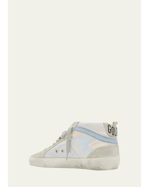 Golden Goose Deluxe Brand Natural Mid Star Iridescent Glitter Wing-tip Sneakers