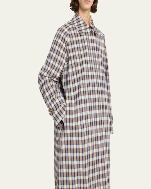 The Row White Tavishina Check Long Coat