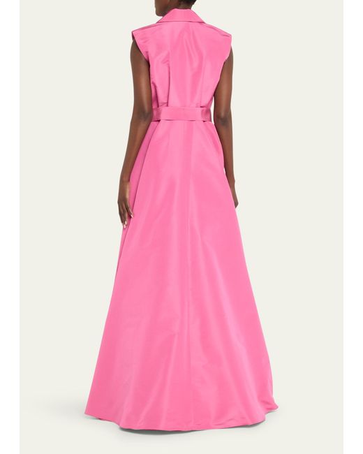 Carolina Herrera Pink Sleeveless Trench Gown With Pockets