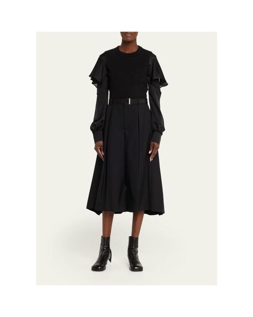 Sacai Black Puller Leather Ankle Booties