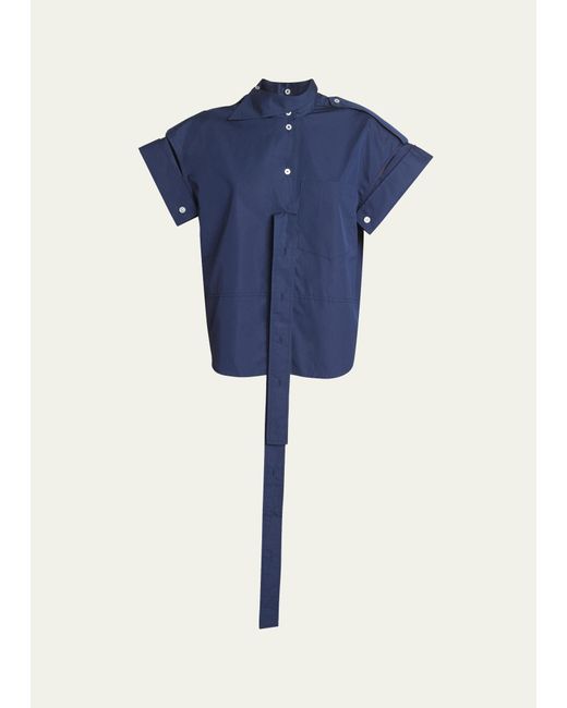 MERYLL ROGGE Blue Deconstructed Short Sleeve Shirt