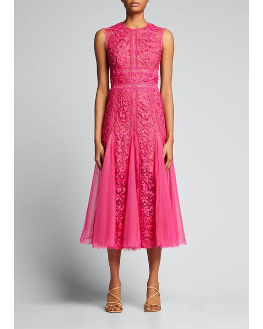 Bronx and Banco Megan Lace Midi Dress in Pink | Lyst
