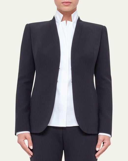 Akris Blue Shawl-Collar Wool Jacket
