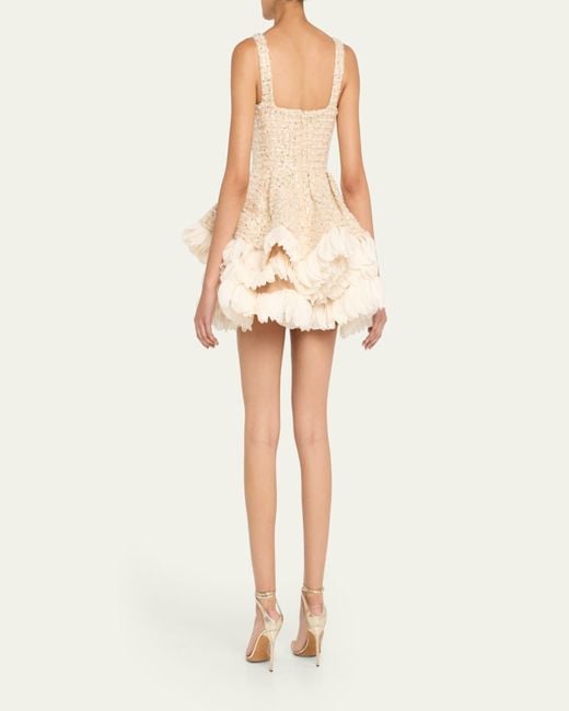 Bronx and Banco Natural Catalina Beaded Fit-&-Flare Ruffle Mini Dress