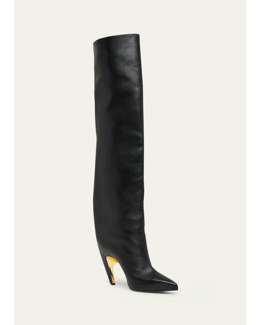 Alexander McQueen Black Armadillo Leather Over-the-knee Boots