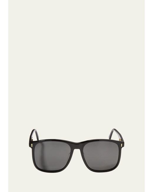 Gucci Gray Oversized Rectangle Acetate Sunglasses for men
