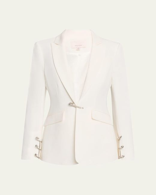 Cinq À Sept Natural Cheyenne Rhinestone Pin Crepe Blazer