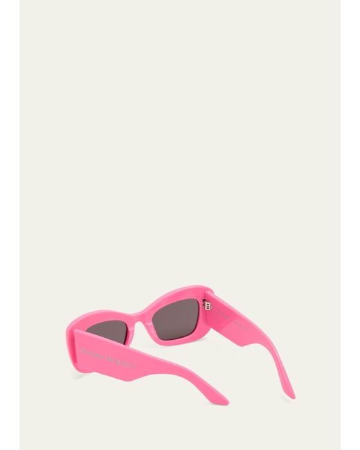 Alexander McQueen Pink Chunky Logo Acetate Cat-eye Sunglasses