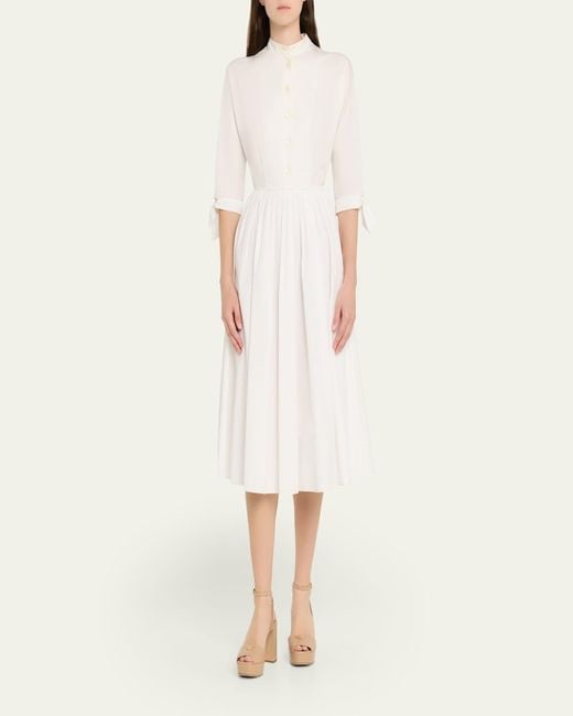 Prada Natural Nappa Triangle Peep-Toe Platform Sandals