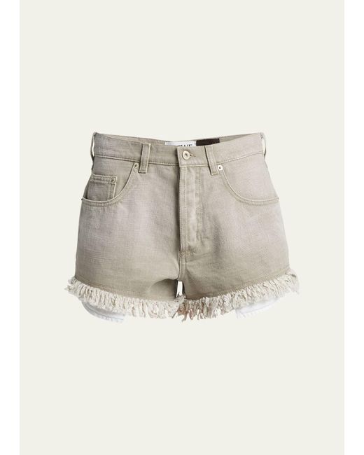 Loewe Natural Frayed Denim Anagram Pocket Shorts