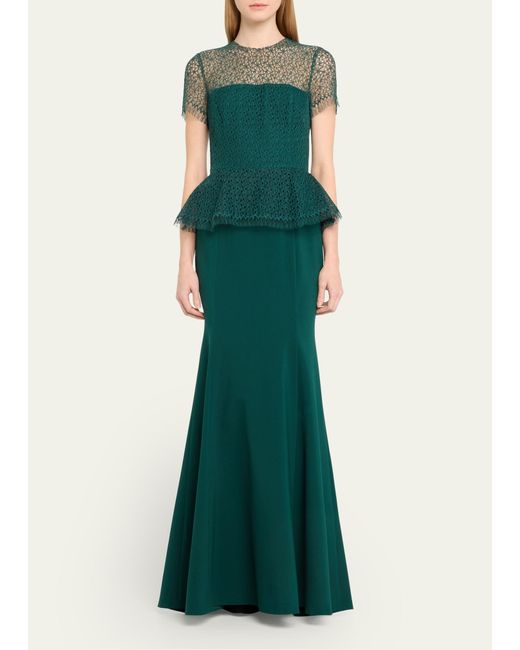 Jason Wu Green Corded Geo Lace Gown