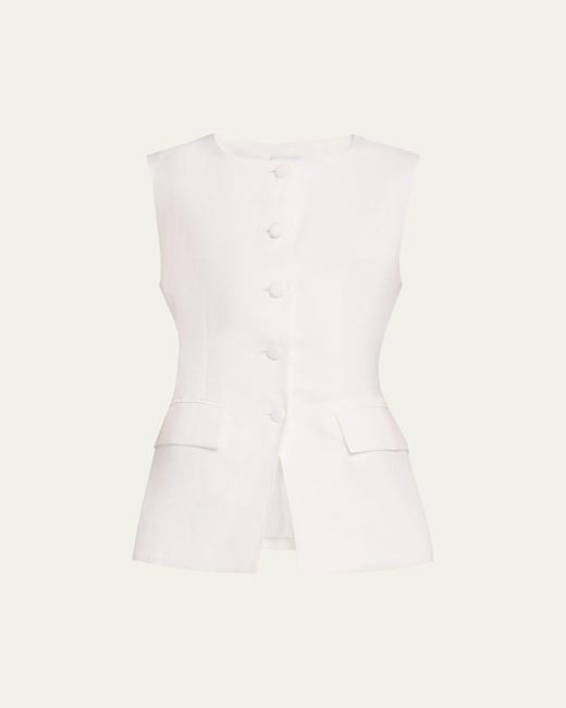 AEXAE Natural Button-Front Linen Vest