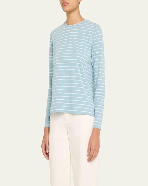 Kule Multicolor Crewneck Long-Sleeve Striped Cotton Top