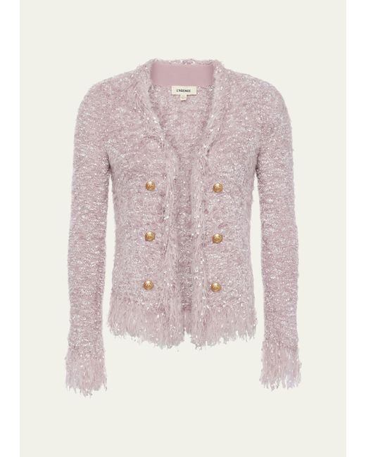 L'Agence Pink Azure Fuzzy Cardigan Blazer