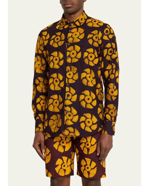Studio 189 Yellow Andy Floral Batik Sport Shirt for men