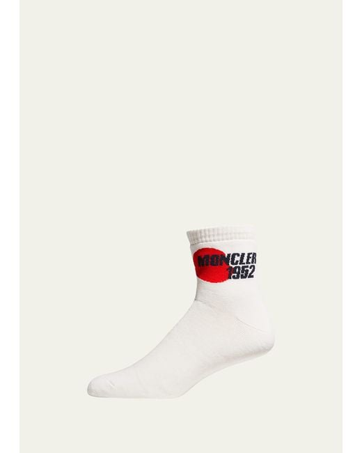 Moncler Genius White 2 Moncler 1952 Logo Ankle Socks for men