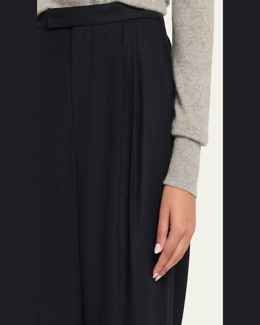 Vince Blue Pleated Mid-Rise Wide-Leg Trousers