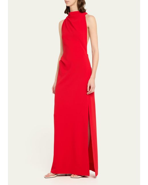 Proenza Schouler Red Faye Backless Matte Crepe Gown
