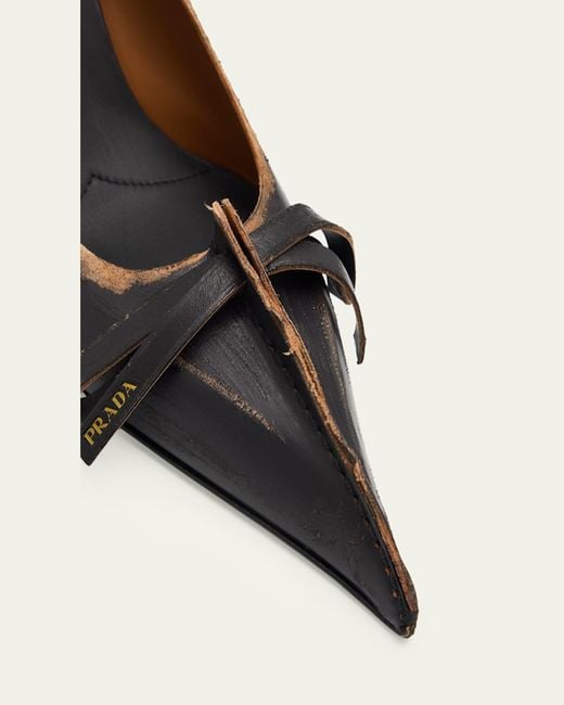 Prada Black Leather Bow Pumps