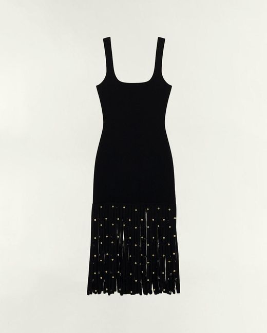 knit midi dress women Red Striped Crochet Knit Midi Dress