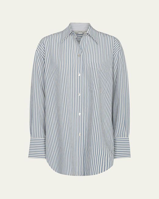 Vince Blue Furrow Stripe Button-Front Shirt