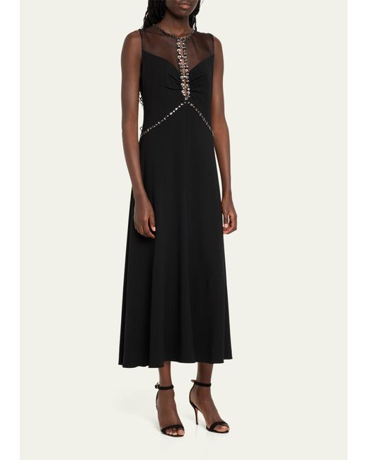 Kobi Halperin Black Everly Sleeveless Embellished Cutout Midi Dress