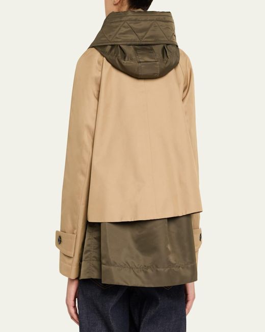 Sacai Natural Cotton Gabardine Layered Jacket
