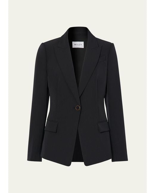 MILLY Orange Avery Single-Button Cady Blazer