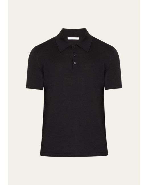 Helmut Lang Black Wool-silk Polo Shirt for men