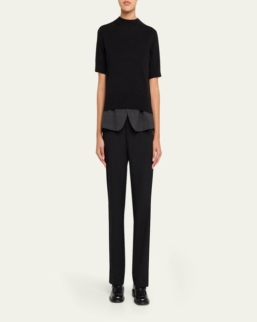 Sacai Black Glen Check Layered Short-Sleeve Sweater