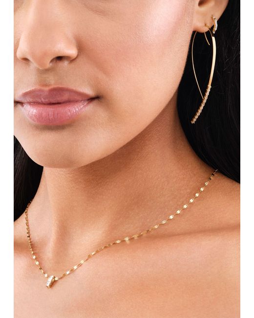 Lana Jewelry Natural 14k Yellow Gold Baguette Diamond Mini Hooked On Hoop Earrings