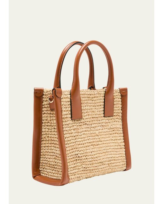 Christian Louboutin Brown By My Side Mini Tote In Raffia With Cl Logo