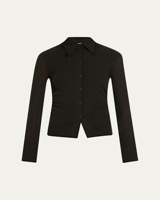 Nanushka Black Idana Long-Sleeve Button-Front Top