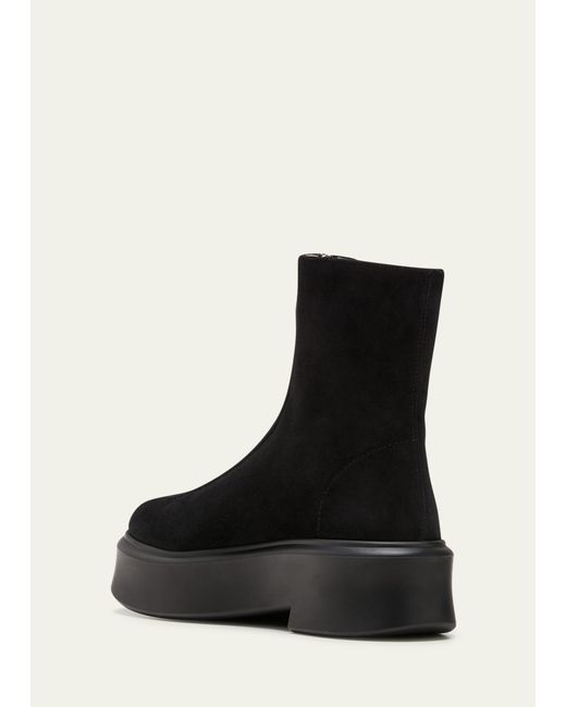 The Row Black Zipped-front Platform-sole Suede Ankle Boots