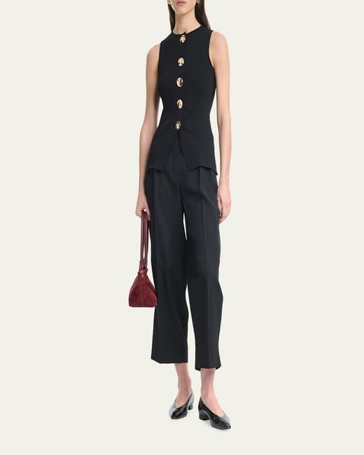 Altuzarra Black Happer Button-Front Top